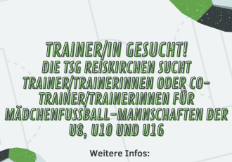 Die TSG Reiskirchen sucht Trainer/Trainerinnen für Mädchenfußball Teams